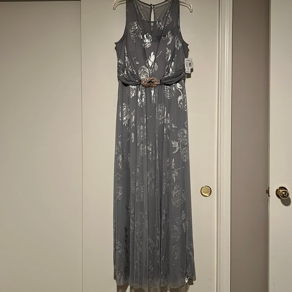 Dressbarn Grey Floor Length Gown size 16